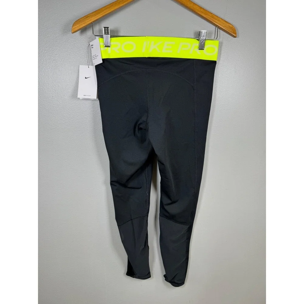 Nike Pro Womens Mid Rise Full‎ Length Training Leggings Black Volt CZ9779-013 M
